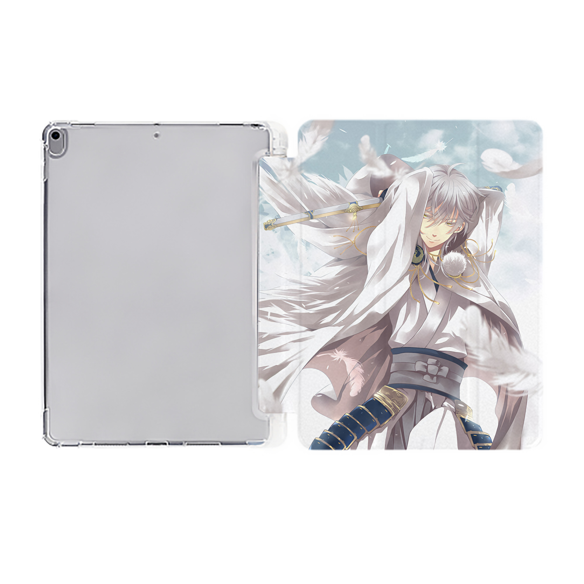 （画像用） 刀剣乱舞 Touken Ranbu IPad ケース ペン収納付き 三つ折りスタンド PUレザー×シリコン 対応機種9.5/10.5/10.9インチ